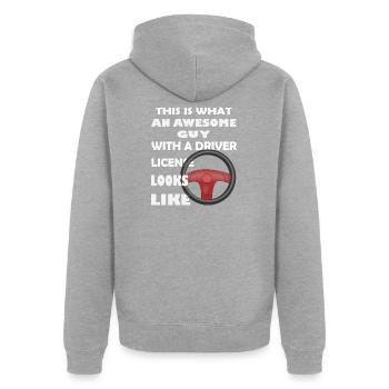 Driver's license passed driver's license - Unisex Premium Organic Zip Hoodie - heather grey - Back - Nico (187cm)