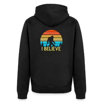 I Believe Bigfoot - Unisex Premium Organic Zip Hoodie - black - Back - Nico (187cm)