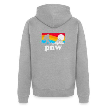 PNW Pacifique Nord-Ouest Bigfoot - Veste à capuche bio Premium Unisexe - gris chiné - Dos - Nico (187cm)