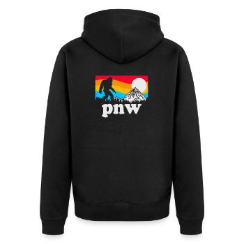 PNW Pacific Northwest Bigfoot - Unisex Premium Bio Zip Hoodie - Schwarz - Hinten - Nico (187cm)