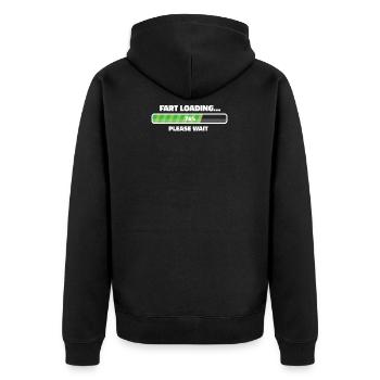 Fart Loading Funny Rude Joke Fart - Unisex Premium Bio Zip Hoodie - Schwarz - Hinten - Nico (187cm)