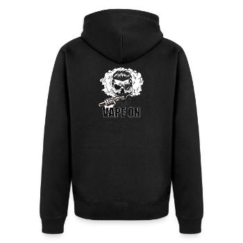 Vaper Dampfer Totenschädel Geschenk Für Dampfen - Unisex Premium Bio Zip Hoodie - Schwarz - Hinten - Nico (187cm)