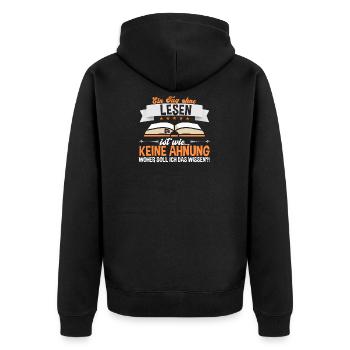Ein Tag Ohne Lesen - Unisex Premium Bio Zip Hoodie - Schwarz - Hinten - Nico (187cm)