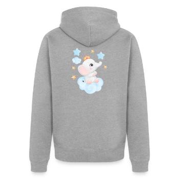 Süßer Baby Elefant - Unisex Premium Bio Zip Hoodie - Grau meliert - Hinten - Nico (187cm)