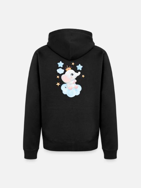 Doux bébé éléphant - Veste à capuche bio Premium Unisexe - noir