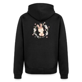 Doux bébé lapin - Veste à capuche bio Premium Unisexe - noir - Dos - Nico (187cm)