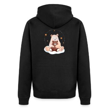 Cute Bear Baby with Bear Mama - Unisex Premium Organic Zip Hoodie - black - Back - Nico (187cm)