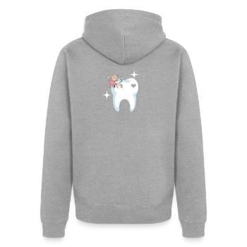 Dentiste cadeau de dent - Veste à capuche bio Premium Unisexe - gris chiné - Dos - Nico (187cm)