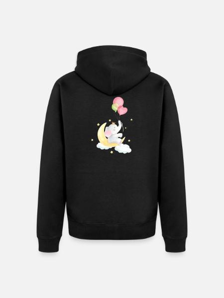 Cute Elephant Baby - Unisex Premium Organic Zip Hoodie - black