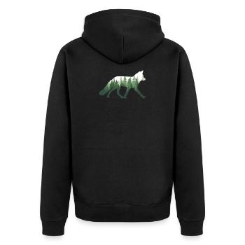 Fuchs Natur Wald - Unisex Premium Bio Zip Hoodie - Schwarz - Hinten - Nico (187cm)