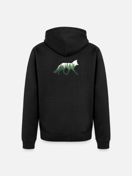 Fox Nature Forest - Unisex Premium Organic Zip Hoodie - black