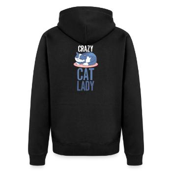 Cat Crazy Cats Lady Lady - Unisex Premium Organic Zip Hoodie - black - Back - Nico (187cm)