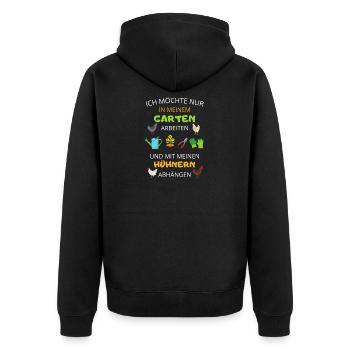 Gartenbau Rechenzentrum Keine Zeit der Garten ruft - Unisex Premium Bio Zip Hoodie - Schwarz - Hinten - Nico (187cm)