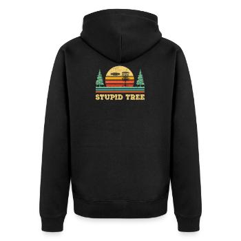 Disc Golf T Shirt Retro dumm Baum Tshirt Disc Go - Unisex Premium Bio Zip Hoodie - Schwarz - Hinten - Nico (187cm)