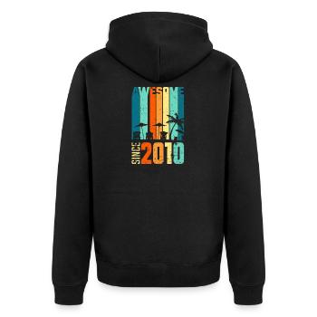 Vintage 2010 10 Anniversaire rétro millésime cadeau - Veste à capuche bio Premium Unisexe - noir - Dos - Nico (187cm)
