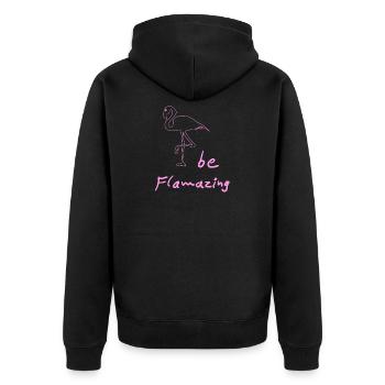 flamingo Flamingos - Unisex Premium Bio Zip Hoodie - Schwarz - Hinten - Nico (187cm)