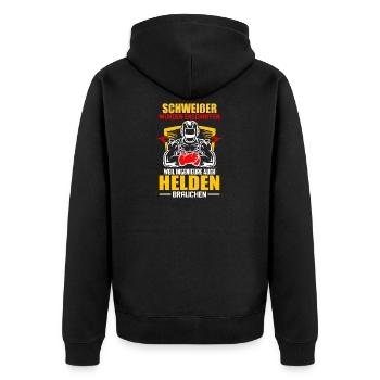 Beruf Schweißer - Schweißen Spruch Geschenk - Unisex Premium Bio Zip Hoodie - Schwarz - Hinten - Nico (187cm)