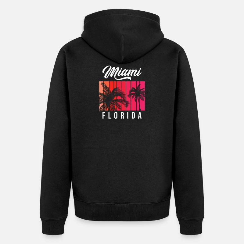 Miami Florida Retro Sunset - Veste à capuche bio Premium Unisexe - noir