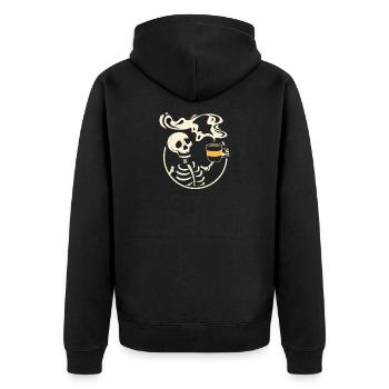 Skeleton Vintage Picture With Smiling Skull - Veste à capuche bio Premium Unisexe - noir - Dos - Nico (187cm)