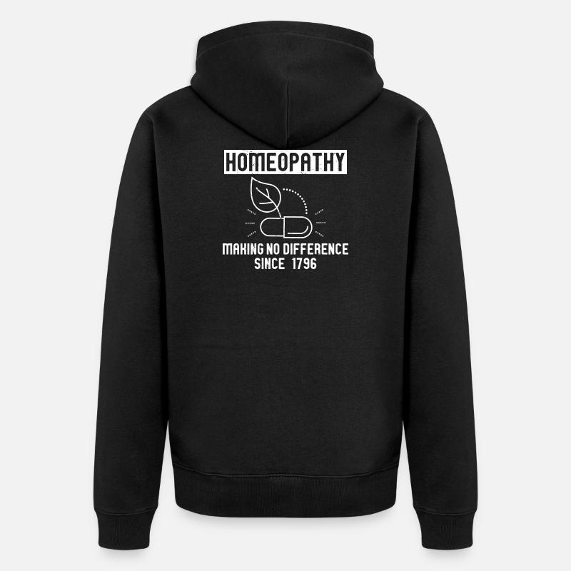 Homeopathy Making No Difference - Unisex Premium Organic Zip Hoodie - black
