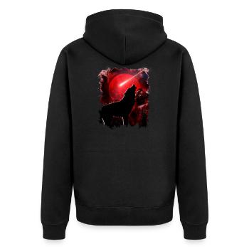 Wolf Red Moon Japan Otacus Anime and Manga - Unisex Premium Organic Zip Hoodie - black - Back - Nico (187cm)