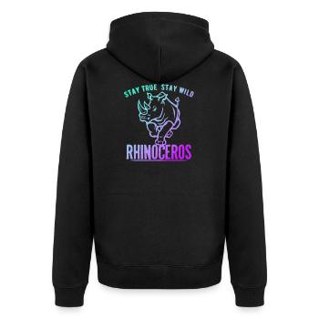 Rhinocéros Afrique Désert Désert Sauvons - Veste à capuche bio Premium Unisexe - noir - Dos - Nico (187cm)