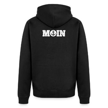 Moin Küstenkind Küste Meer Norden Strand Anker - Unisex Premium Bio Zip Hoodie - Schwarz - Hinten - Nico (187cm)
