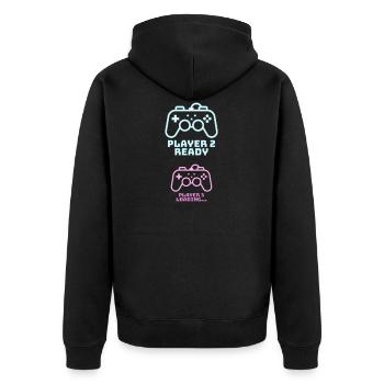 Player 2 3 lädt Geburt Baby Gaming Gamer Geschenk - Unisex Premium Bio Zip Hoodie - Schwarz - Hinten - Nico (187cm)