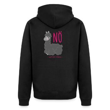 Lama NÖ weil ich es kann - Unisex Premium Bio Zip Hoodie - Schwarz - Hinten - Nico (187cm)