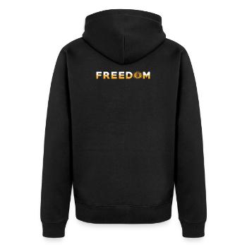 Bitcoin - Unisex Premium Bio Zip Hoodie - Schwarz - Hinten - Nico (187cm)