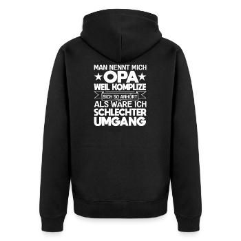 Opa und Enkel Bestes Team lustiger Spruch Großvati - Unisex Premium Bio Zip Hoodie - Schwarz - Hinten - Nico (187cm)
