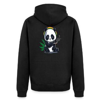 Cannabis Hanf THC 420 - Unisex Premium Bio Zip Hoodie - Schwarz - Hinten - Nico (187cm)