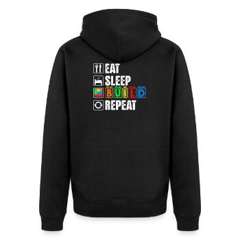 Sleep Eat Build Repeat Dad Master Builder-Blöcke - Unisex Premium Bio Zip Hoodie - Schwarz - Hinten - Nico (187cm)