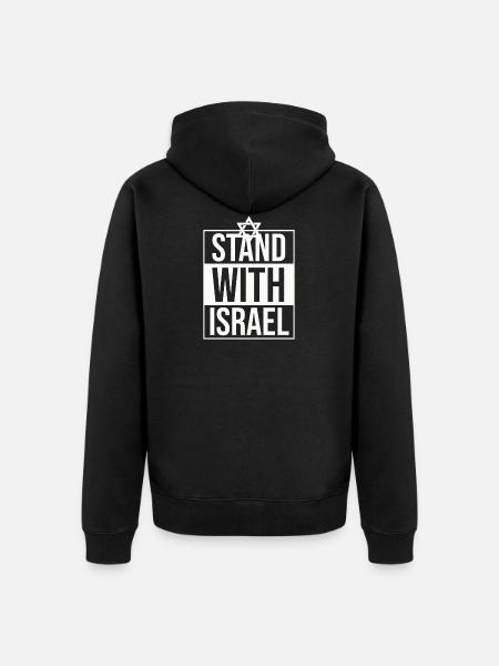 Stand With Israel/ Solidarietà con Israele - Felpa con cappuccio ecologica premium unisex - nero