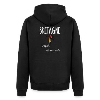 Bretagne imper une mer- humoir breton bretagne - Veste à capuche bio Premium Unisexe - noir - Dos - Nico (187cm)