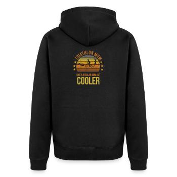Lustiger Triathlon Mom Run Runner Running Fan Cool - Unisex Premium Bio Zip Hoodie - Schwarz - Hinten - Nico (187cm)