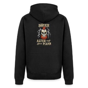 Böser Alter Mann - Totenkopf Alter Weißer Mann - Unisex Premium Bio Zip Hoodie - Schwarz - Hinten - Nico (187cm)