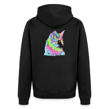 Cat colorful - Unisex Premium Organic Zip Hoodie - black - Back - Nico (187cm)