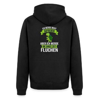 Ich werde nicht aufgeben aber fluchen Joggen - Unisex Premium Bio Zip Hoodie - Schwarz - Hinten - Nico (187cm)