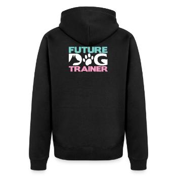 Hundetrainer Hundetraining Hund - Unisex Premium Bio Zip Hoodie - Schwarz - Hinten - Nico (187cm)