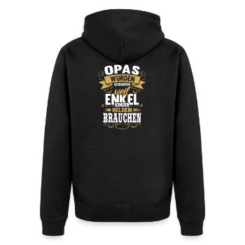 Opa Enkelkind Helden Großvater Spruch - Unisex Premium Bio Zip Hoodie - Schwarz - Hinten - Nico (187cm)
