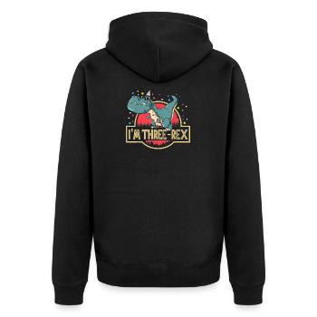 3ème anniversaire Joyeux Anniversaire Dino T Rex Three Rex - Veste à capuche bio Premium Unisexe - noir - Dos - Nico (187cm)