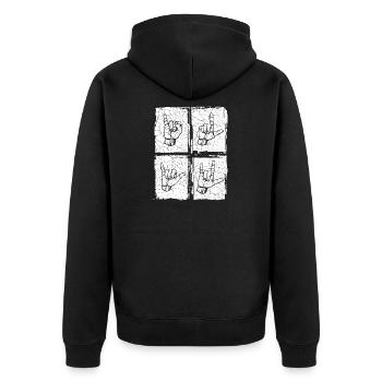 I LOVE YOU - Backprint - DGS Streetwear - Unisex Premium Bio Zip Hoodie - Schwarz - Hinten - Nico (187cm)