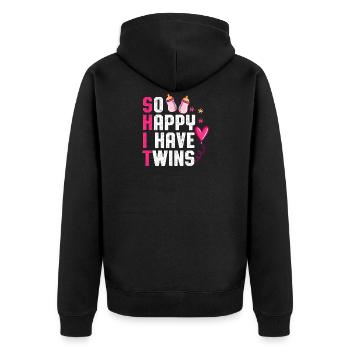 I have Twins - Unisex Premium Organic Zip Hoodie - black - Back - Nico (187cm)