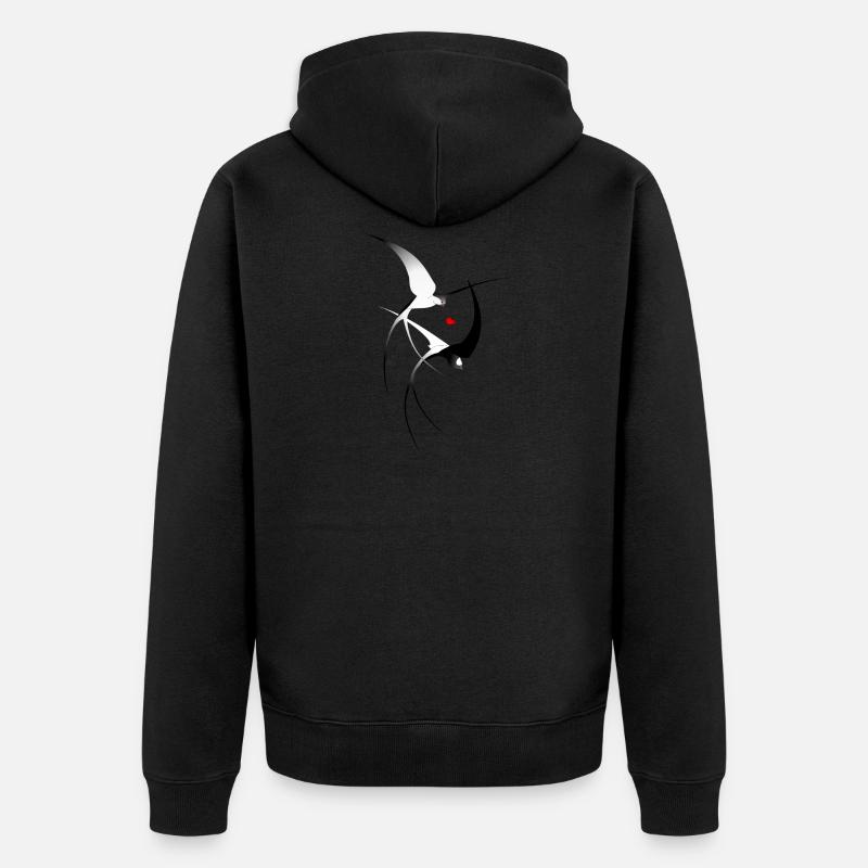 Vogel Schwalben - Unisex Premium Bio Zip Hoodie - Schwarz