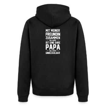 Papa - Unisex Premium Bio Zip Hoodie - Schwarz - Hinten - Nico (187cm)