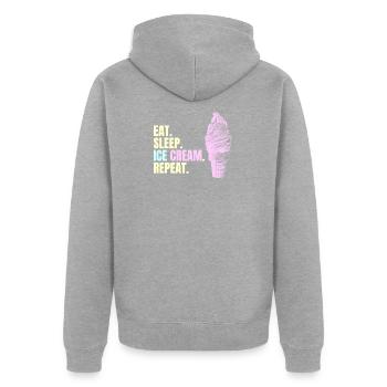 Ice Cream - Unisex Premium Organic Zip Hoodie - heather grey - Back - Nico (187cm)