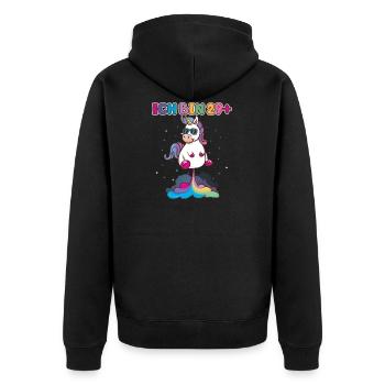 30 Geburtstag Frauen Männer Deko Geschenk Einhorn - Unisex Premium Bio Zip Hoodie - Schwarz - Hinten - Nico (187cm)