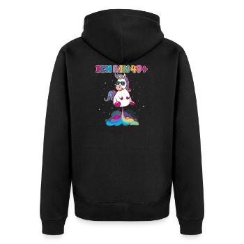 50 Geburtstag Frauen Männer Deko Geschenk Einhorn - Unisex Premium Bio Zip Hoodie - Schwarz - Hinten - Nico (187cm)