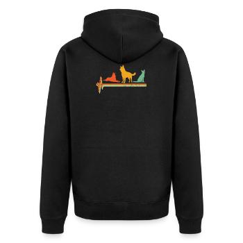 Deutscher Schäferhund Heartbeat Shirt Retro Deutsch Sheph - Unisex Premium Bio Zip Hoodie - Schwarz - Hinten - Nico (187cm)